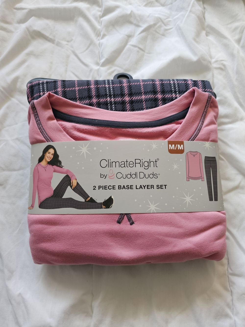 Cuddl Duds Women’s Pink 2-Piece ClimateRight Base Layer Set